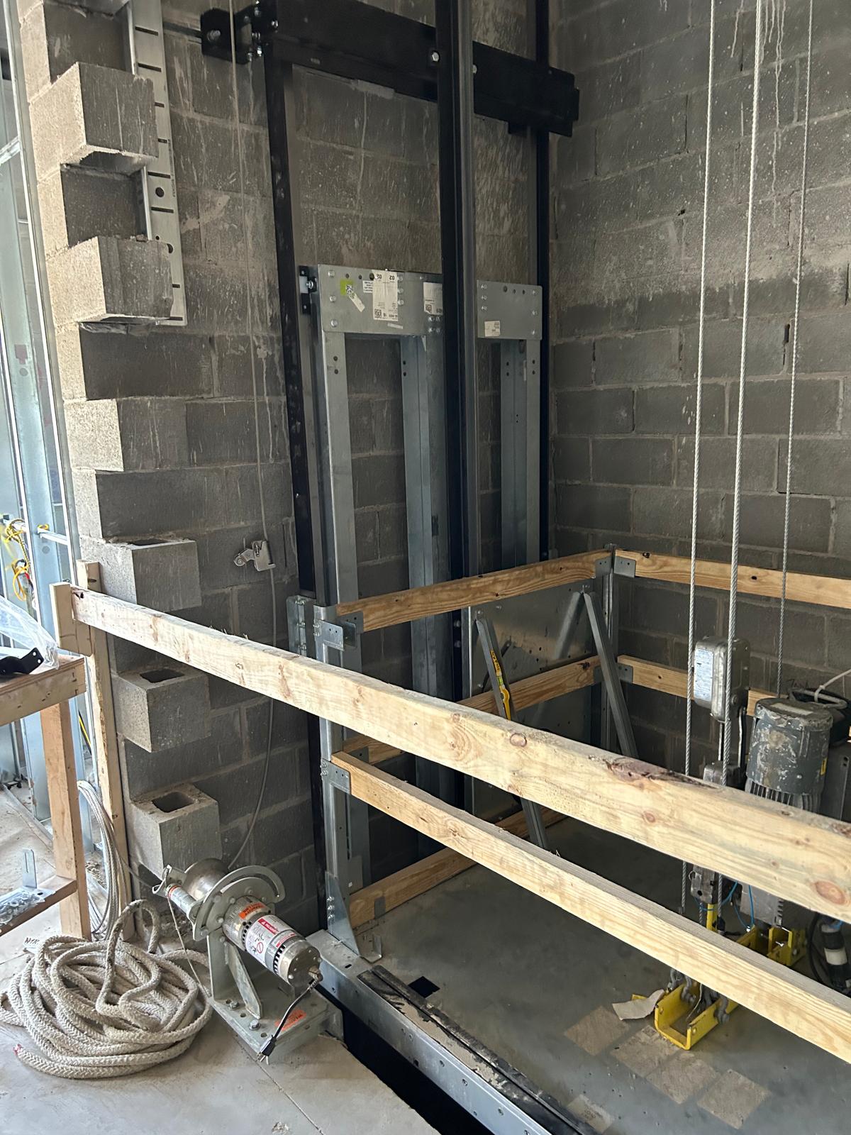 Elevator installation progress